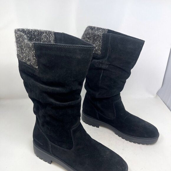 Camper Black Suede Lug Sole Slouch Boots Size 11 - Picture 3 of 11